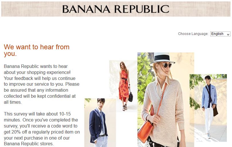 "banana republic survey www.survey4bn.com coupons hours locations"