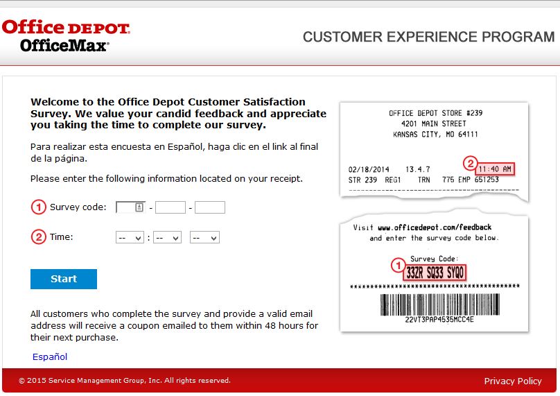 "office depot survey coupon survey feedback www.officedepot.com www.tellofficedepot.com"