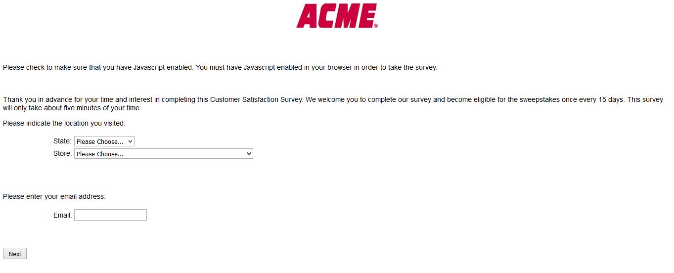 "acme survey acm survey acme markets survey acme survey acme logo www.acmemarkets.com"