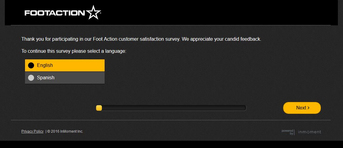 "foot action survey www.footactionsurvey.com footactionsurvey.com Foot Action online footaction code Foot Action client satisfaction survey screenshot"