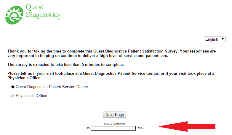 quest diagnostics feedback screenshot first page