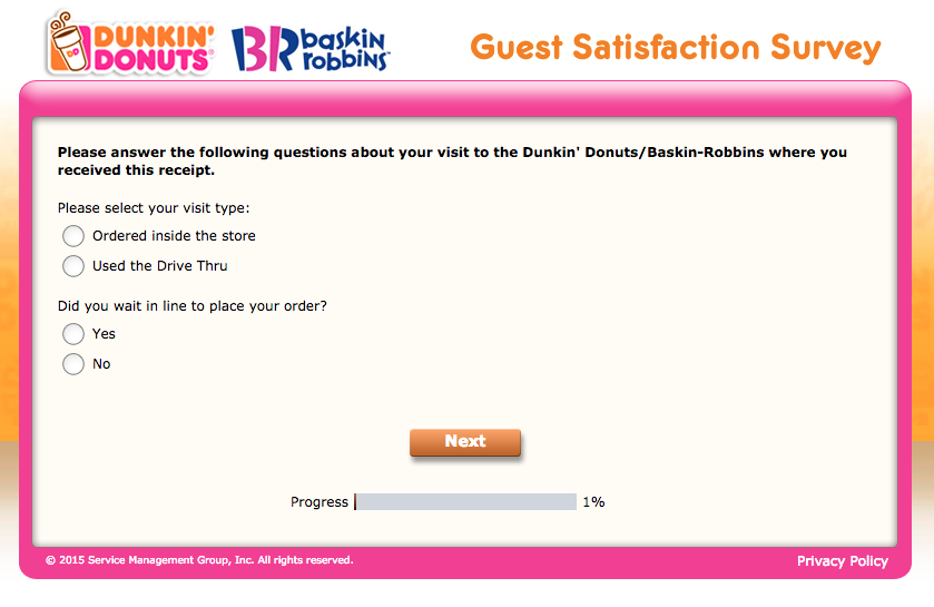 The Tell Dunkin Survey, screenshot no.1. 