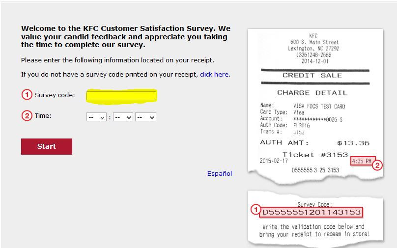 KFC Survey at www.mykfcexperience.com