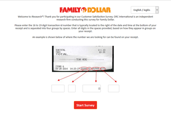 family dollar survey screenshot