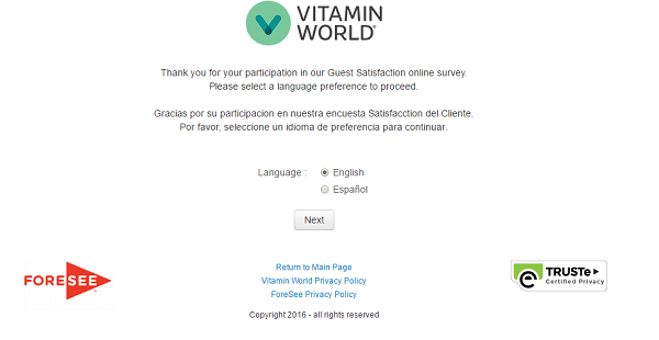 vitamin world survey the first page