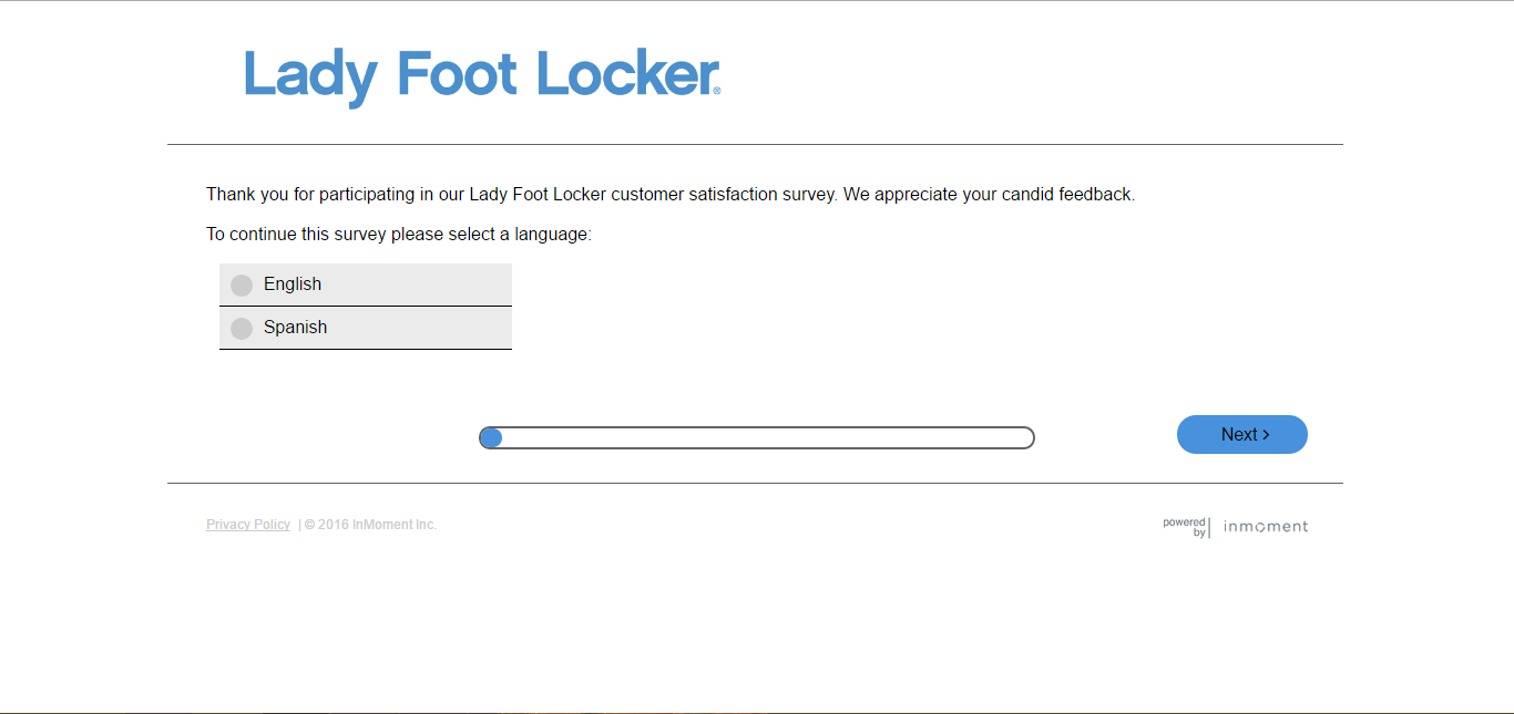 Lady Foot Locker Survey Page