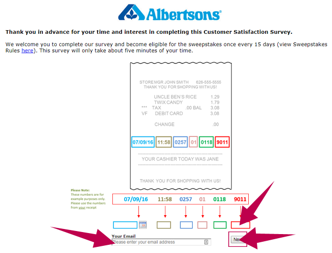 Albertsons Survey Guide Step 2