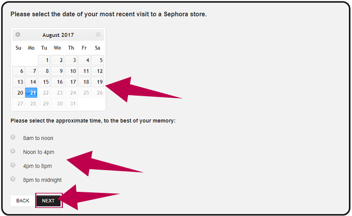 Sephora Survey Step 2