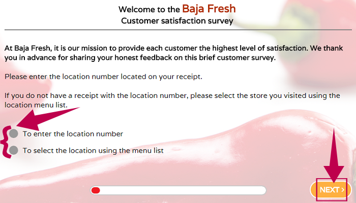 Baja Fresh Survey Step 1