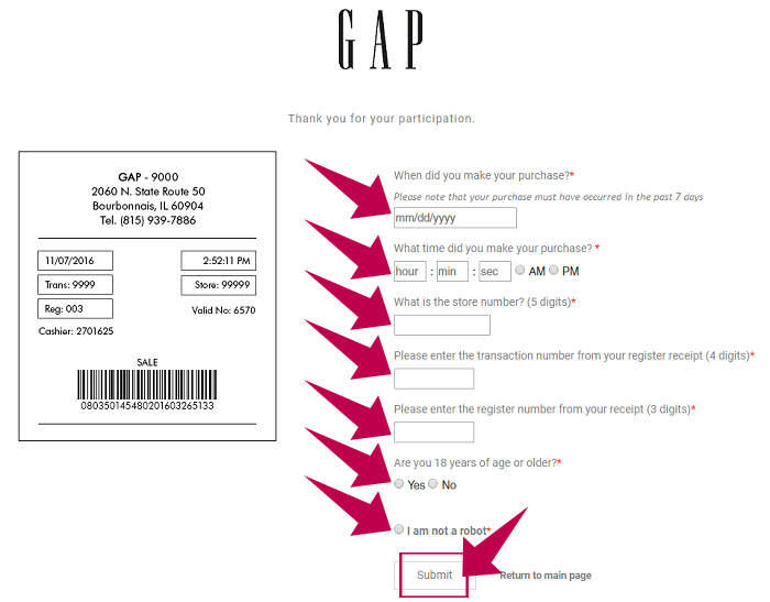 GAP Customer Survey Step 1
