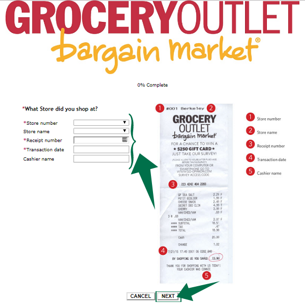 Grocery Outlet Customer Satisfaction Survey Step 2