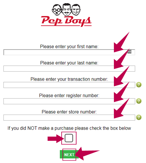 PepBoys Customer Survey Product Purchase Step 2