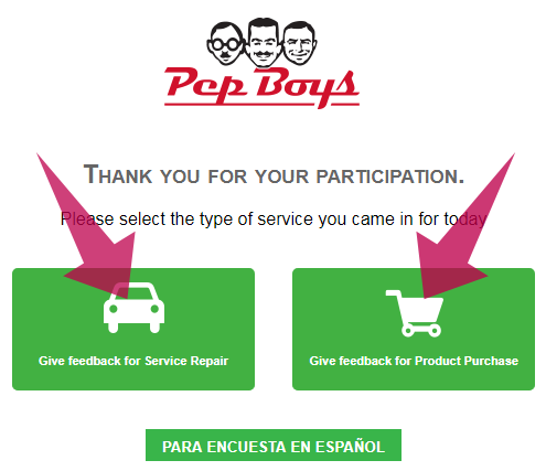 PepBoys Customer Survey Step 1
