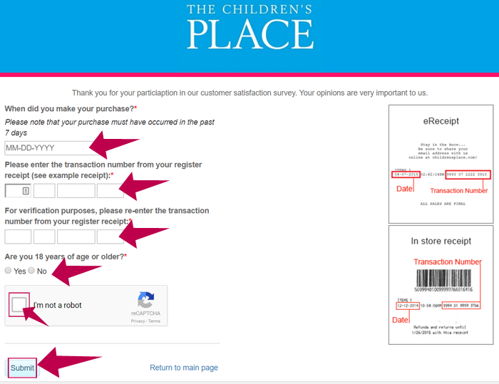 The Children’s Place Customer Satisfaction Survey Step 2