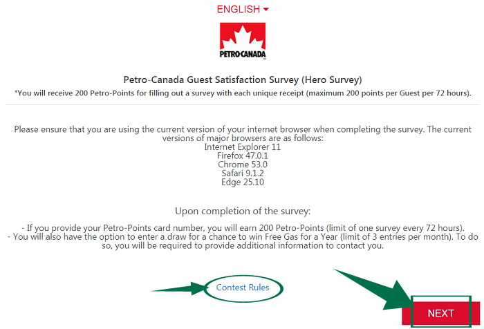 Petro Canada Survey Step 2