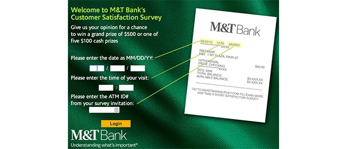 M&T Bank Survey Recepit